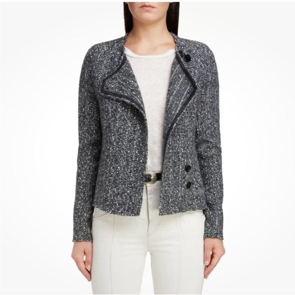 Isabel Marant Alpaca Wool Moto Jacket Black, US Size 8